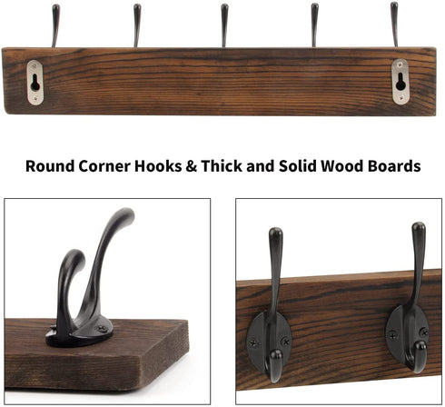 Coat Rack Wall Mount, POZEAN 2 Pack Hat Rack with 10 Wall Hooks Coat Hooks, Wall Coat Racks with Hooks for Hanging Coats, Hats, Jacket, Bags, Scarf, Keys