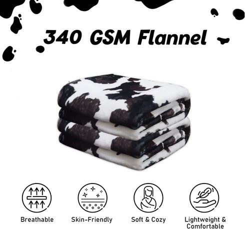 Cow Blanket, Soft Cow Baby Blankets Warm Cozy, Brown Black and White Cow Blankets and Throws Baby Couch Bed Kids Boys Girls Toddler 40x50 Inch