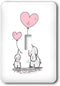 3dRose lsp_324450_1 Light Switch Cover, Image of Mother And Baby Elephants In Gray And Pink Cartoon