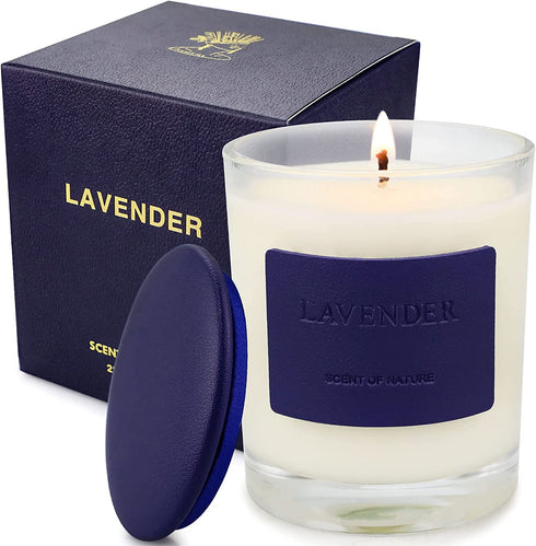 Lavender Candle, Scented Candles for Home 7.8oz 50 Hours Burn, Soy Wax Organic Candle Aromatherapy Candle Jar Candles for Birthday, Candles Gifts for Women, Relaxation & Stress Relief
