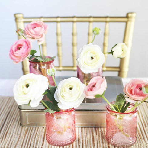 Kate Aspen Vintage Glass Tea Light Holder (Set of 4), Pink