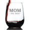 Mom Est 2022 - New Mother Stemless Wine Glass Gift for First Time Parents - Bold 17 Oz Large Glasses