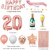 Fancypartyshop 20th Birthday Decorations - Rose Gold Happy Birthday Banner and Sash with Number 20 Balloons Latex Confetti balloons Ideal for Girl and Women 20 Years Old Birthday Rose Gold