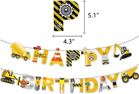 MATTTIME Construction 2nd Birthday Banner Cake Cupcake Topper Terrible Two Traffic Sign Cutouts Dump Truck Party Decoration 2 Years Old Supplies
