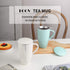 KOOV Porcelain Tea Cup with Infuser Basket and Lid, Teaware with Filter, 18 OZ (marble white)