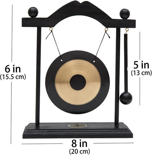 THY COLLECTIBLES Zen Art Brass Feng Shui Desktop Gong with Rammer Tai Ji Circle