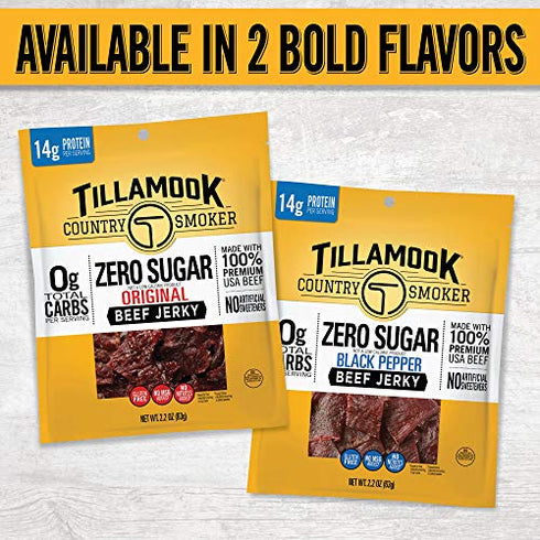 Tillamook Country Smoker Zero Sugar Keto Friendly Beef Jerky, Black Pepper, 2.2 Ounce