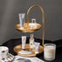 TOBENO Gold Tiered Tray 2 Tier Fruit Stand Basket Counter Top Fruit Basket Bowl Makeup Organizer For Vanity Bathroom Trays For Counter Donut Stand Snack Basket Dessert Table Decorations Stands