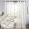 Kotile White Sheer Window Curtains Set of 2 Panels - Gold Moroccan Tile Lattice Pattern Drapes for Living Room, 52 x 95 Inch
