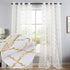 Kotile White Sheer Window Curtains Set of 2 Panels - Gold Moroccan Tile Lattice Pattern Drapes for Living Room, 52 x 95 Inch