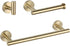 Bathroom Brushed Gold 3-Piece Accessories Set SUS304 Stainless Steel Bath Shower (Robe Hook, Toilet Paper Holder, 12" Hand Towel Bar) Contemporary Style