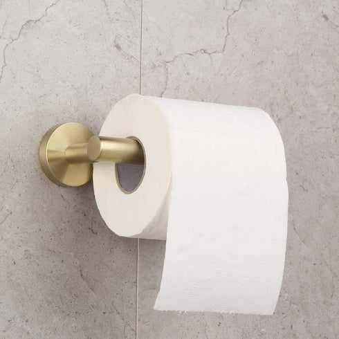 Bathroom Brushed Gold 3-Piece Accessories Set SUS304 Stainless Steel Bath Shower (Robe Hook, Toilet Paper Holder, 12" Hand Towel Bar) Contemporary Style