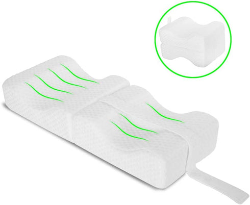 Adjustable Leg & Knee Memory Foam Pillow with Layered Design for Orthopedic ,Sciatica, Back Pain, Spine Pain, Leg Pain, Hip Joint Pain Relief, Knee Pillow with Washable & Breathable Cover