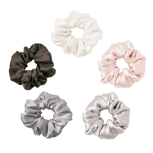 LILYSILK Silk Hair Scrunchies for Frizz&Breakage Prevention, 100% Mulberry Silk Hair Ties No Damage, Elastic Silk ponytail Holders, 5Pcs, Random Color
