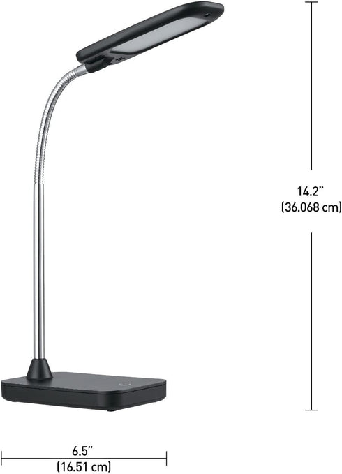 Globe Electric 12792 LED Integrated Black Desk Lamp, Chrome Gooseneck