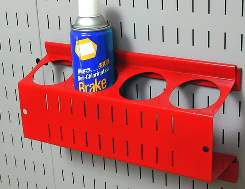Wall Control Pegboard Spray Can Holder Bracket and Aerosol Can Organizer for Wall Control Pegboard and Slotted Tool Board Red