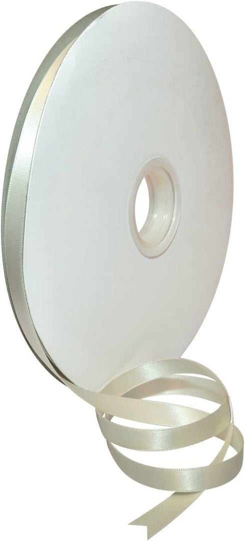 Morex Ribbon 08809/00-003 Double Face Satin Polyester Ribbon, 3/8" by 100 yd., Bridal White