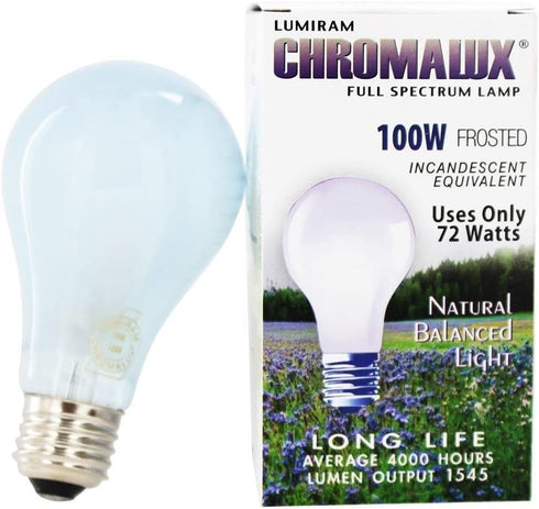 Chromalux H&PC-67531 (Pack of 1), Light Bulb Frosted Full Spectrum (100 Watt) 1 Count