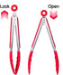 Uigos Kitchen Cooking Food Tongs Stainless Steel With Silicone Heads Locking Clip 2 Piece (9" & 12")
