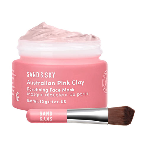 Sand & Sky Australian Pink Clay Face Mask - Travel Size Pore Mask & Facial Mask Skin Care Set | Limited Edition Pore Minimizer Face Mask Set.