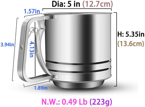 NPYPQ 5-Cup Stainless Steel Flour Sifter for Baking