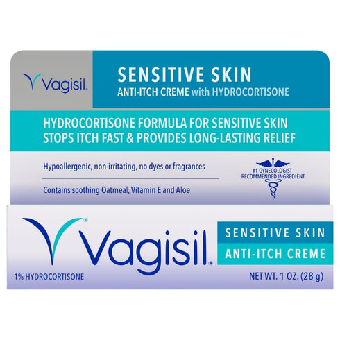 Vagisil Maximum Strength Feminine Anti-Itch Cream for Women, Sensitive Skin Formula with Hydrocortisone, Helps relieve Yeast Infection Irritation, Gynecologist Tested, Soothes and Cools, 1 oz
