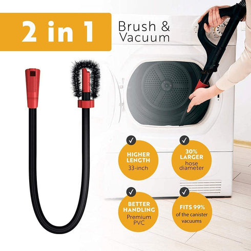 MagiLint Dryer Vent Cleaner Kit - 2 in 1 Brush and Vacuum Attachment for Cleaning Dryer Lint Trap - Universal Flexible Crevice Tool for Lint Remover - Universal Hose Adapter Cleaner
