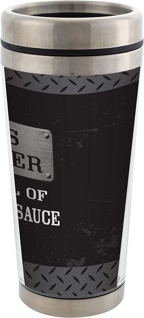 Elanze Designs My Bus Driver Is Full of Awesomesauce Black 16 Ounce Stainless Steel Travel Mug with Lid