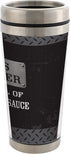 Elanze Designs My Bus Driver Is Full of Awesomesauce Black 16 Ounce Stainless Steel Travel Mug with Lid