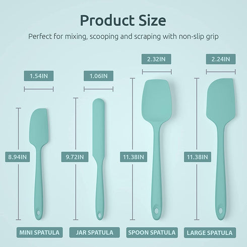 U-Taste Silicone Spatula Set with 600 Degrees Fahrenheit Heat Resistant (Teal/Aqua Sky)