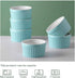 DOWAN Ramekins 6 oz Oven Safe - 6 oz Ramekins for Creme Brulee Souffle, Porcelain Ramekins for Baking, Classic Style Ramekins Bowls, Set of 6, Blue