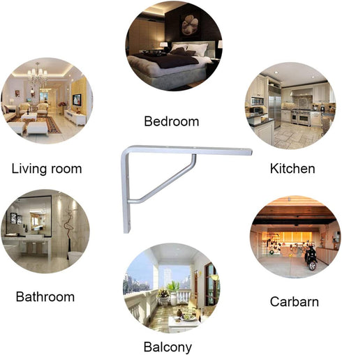 Boeray 2 Pack 12" Aluminum Alloy Shelf Bracket 90 Degree Angle Heavy Duty Max. Load 220 lb Wall Floating Shelves Tripod Triangle with 8pcs Mounting Bolt