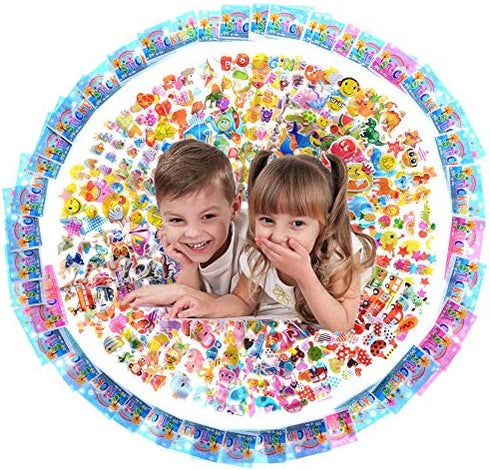 Kids Stickers 1000+, 40 Different Sheets, 3D Puffy Stickers for Kids, Bulk Stickers for Girl Boy Birthday Gift, Scrapbooking, Teachers, Toddlers, Including Animals, Stars, Fishes, Hearts and More