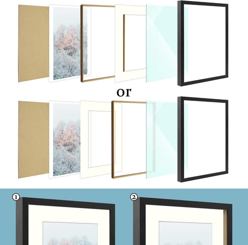 Golden State Art, 12x16 Picture Frame - Ivory Mat for 8x12 Photo - Sawtooth Hangers for Wall Display - Great for Family Photos, Portraits, Baby Pictures (Black)