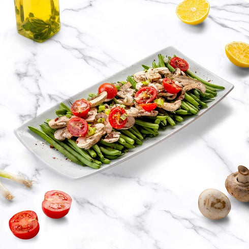 KooK Serving Trays, Rectangular Platters, Ceramic, White 11.8 in, Set of 4