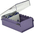Acrimet Index Business Card Size File Holder Organizer Metal Base Heavy Duty (AZ Index Cards and Divider Included) (Purple Color with Clear Crystal Plastic Lid Cover)