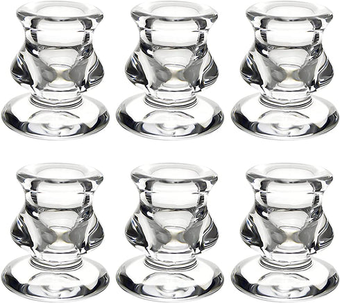 AGLARY 6PCS Glass Taper Candlesticks, Candle Holders for Table Centerpiece?Ideal Candle Holders for Wedding, Party, Birthday Decoration
