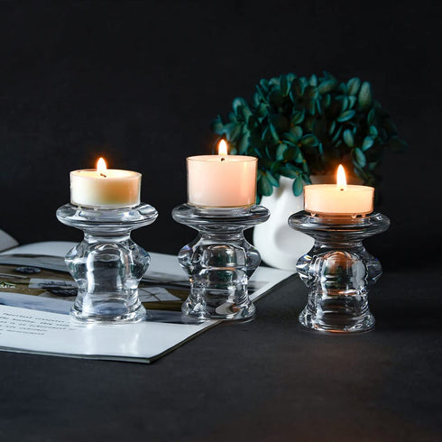 AGLARY 6PCS Glass Taper Candlesticks, Candle Holders for Table Centerpiece?Ideal Candle Holders for Wedding, Party, Birthday Decoration