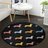 Dog Cat Pet Doormat Dogs Dachshund Round Floor Mat Washable Non-Slip Indoor Outdoor Area Rug for Bedroom Living Room Home Decor 36"