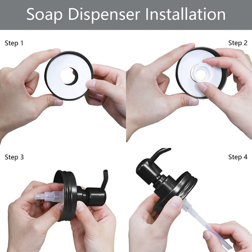 Mason Jar Bathroom Accessories Set 4 Pcs Black Soap Dispenser Toothbrush Holder Sets Rustic Farmhouse Decor