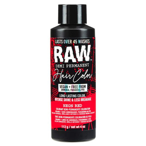RAW Neon Red Demi-Permanent Hair Color, Vegan, Free from Ammonia, Paraben & PPD, lasts over 45 washes, 4oz