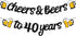 Cheers and Beers to 40th Years Banner 40th Birthday Decorations for Men Women 40s Birthday Backdrop Wedding Anniversary Party Supplies Black Glitter Decorations Pre-Strung