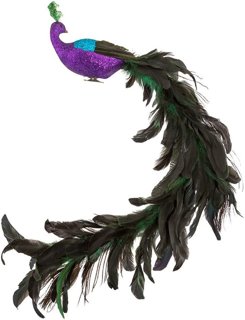 Kurt Adler H6043 Large Purple/Blue Feather Peacock on Clip, Multicolor