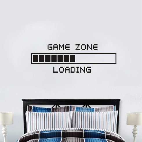 Vinyl Wall Decal Game Zone Loading Wall Sticker Home Decor Gamer Room Wall Mural Boys Bedroom Decoration Wall Stickers AY1010 (17x48", Black)