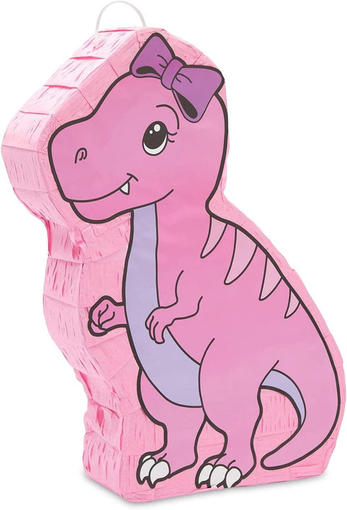 Pink Dinosaur Pinata for Girls T-Rex Birthday Party Supplies(16.5 x 13 x 3 In)