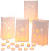 12 Pieces Christmas Luminary Paper Bags with 12 Led flameless Candle White Luminary Paper Bags Flame Resistant Candle Bag Candle Holder Bag Star Snow Luminaries Christmas Party Decoration