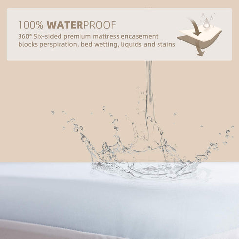 JET'S HOME Twin Zippered Mattress Encasement - 6 Sided Waterproof Mattress Protector with Zipper - Washable Mattress Cover Fits 10-15 Inches