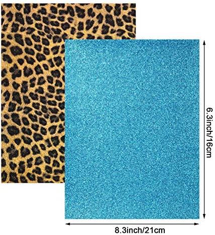20 Pieces Faux Leather Fabric Sheet Set Plaid Faux Leather Sheets Shiny Glitter Faux Leather Sheets Leopard Faux Leather Sheets for DIY Crafts Sewing Making Earrings Hair Bows Clips