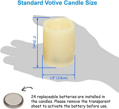 Flameless Flickering Votive Tea Lights Candles Bulk Battery Operated Set of 24 Fake Candles/Flickering Tealights LED Candle for Garden Wedding,Party, Christmas Decorations etc (Batteries Included)