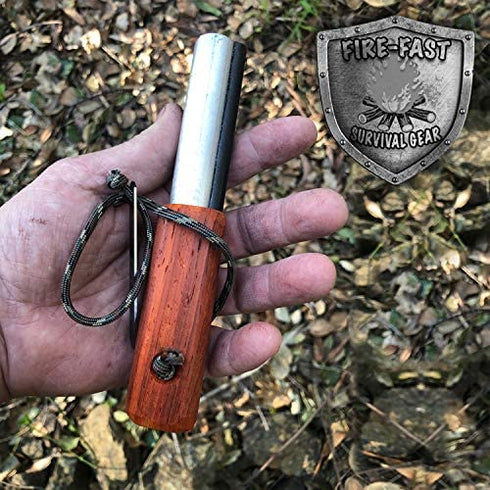 Fire-Fast Trekker. Best Emergency Waterproof Survival Fire Starter. Magnesium and Euro Fire Steel Ferro Rod. Compact Durable Tool for Bushcraft, Camping, Backpacking, Hiking, Hunting, or Bug Out Bag.